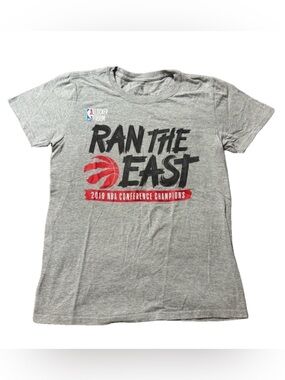 Fanatics Toronto Raptors Basketball Ran The East Grey T-Shirt, Youth XL